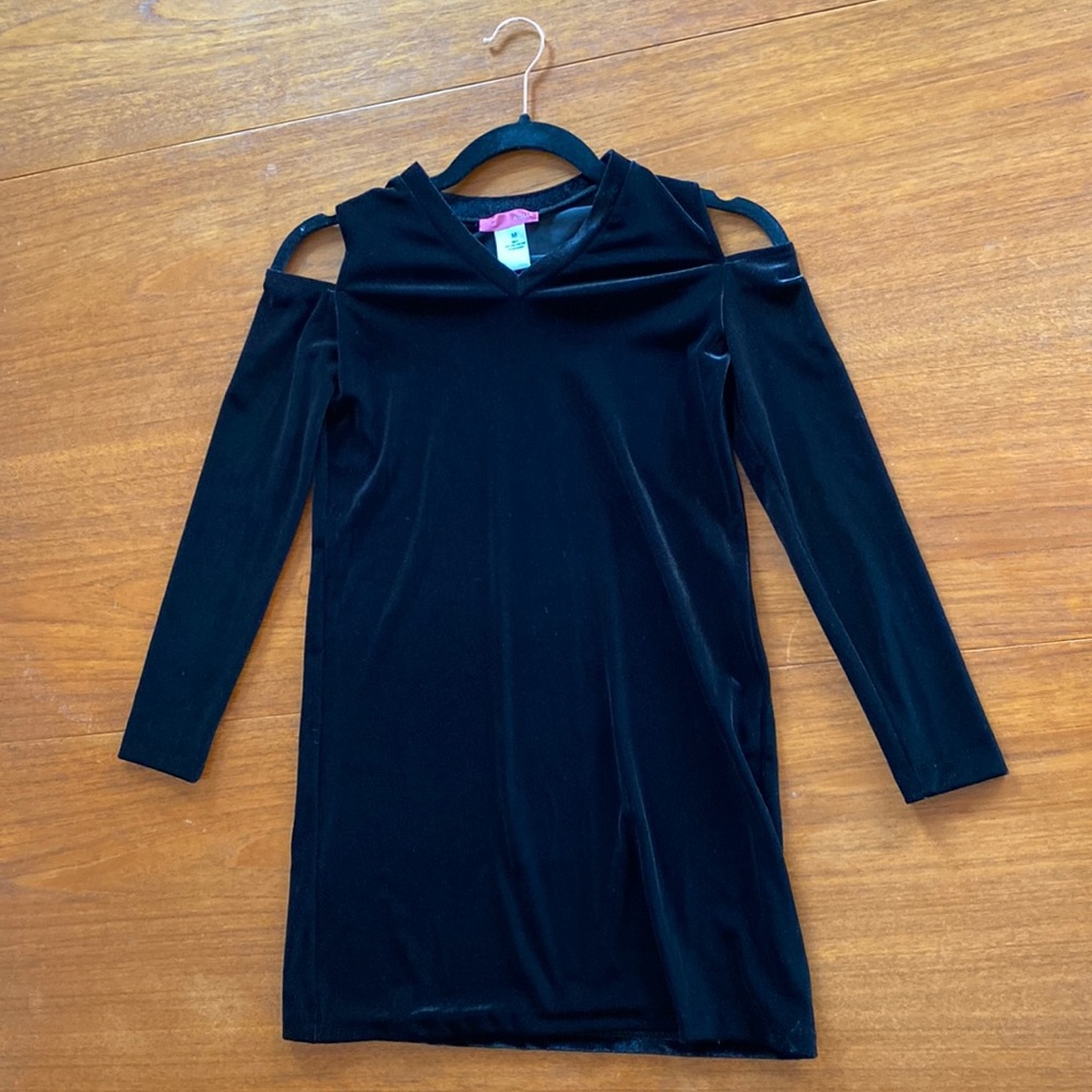 Aqua black velvet dress girls medium